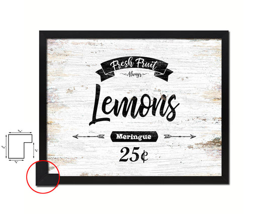 Fresh Fruit Lemons Vintage Sign Fine Art Paper Prints Wood Frame Wall Art Decor Gifts