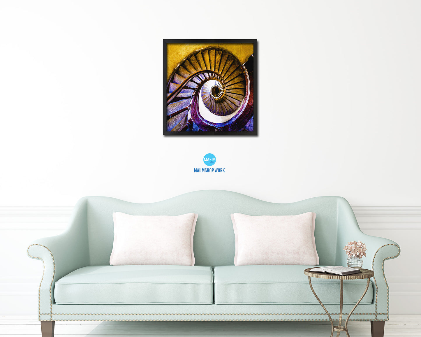 Very Old Wooden Vintage Spiral Staircase Wood Framed Print Interior Wall Decor Art Gifts