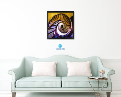 Very Old Wooden Vintage Spiral Staircase Wood Framed Print Interior Wall Decor Art Gifts