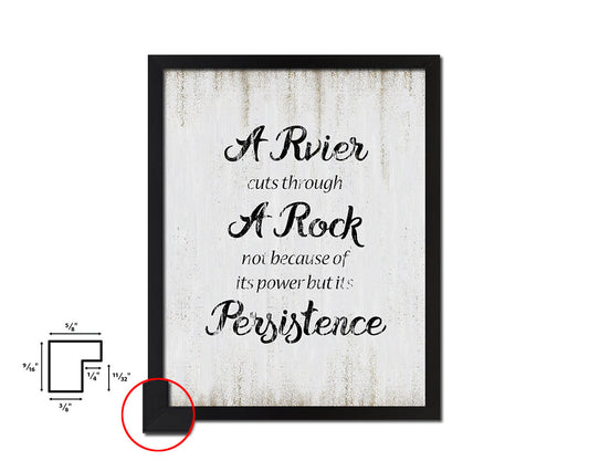 A river cuts through a rock Quote Wood Framed Print Wall Decor Art