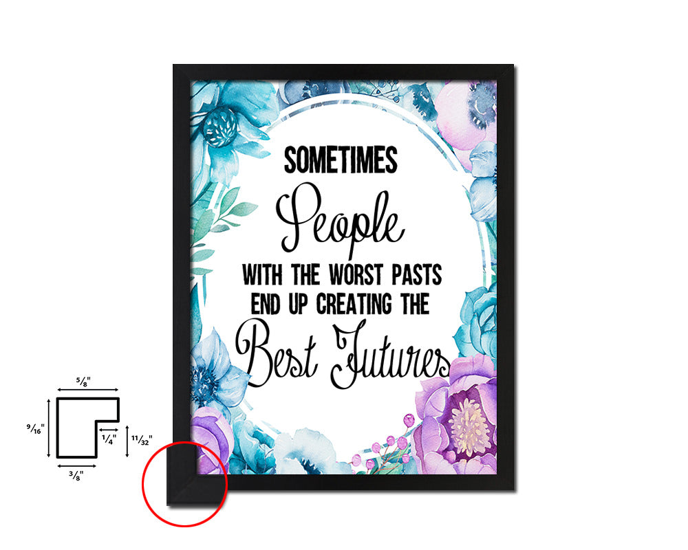 Sometimes I get sad insecure jealous Quote Boho Flower Framed Print Wall Decor Art