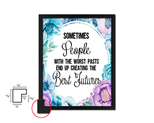 Sometimes I get sad insecure jealous Quote Boho Flower Framed Print Wall Decor Art