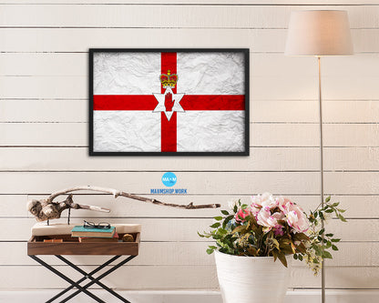 North Irish Ulster City Northern Ireland Country Vintage Flag Wood Framed Prints Decor Wall Art Gifts