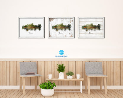 Salmon Fish Framed Prints Modern Restaurant Sushi Bar Watercolor Wall Art Decor