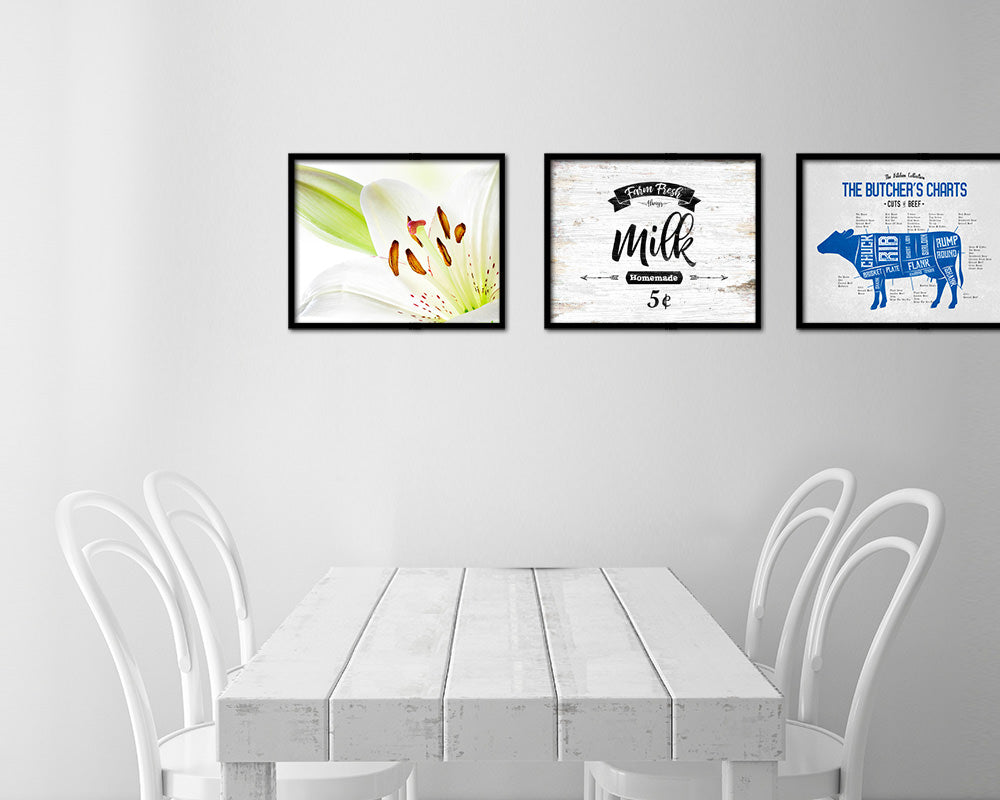 Farm Fresh Milk Vintage Sign Fine Art Paper Prints Wood Frame Wall Art Decor Gifts