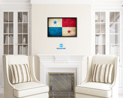 Panama Country Vintage Flag Wood Framed Print Wall Art Decor Gifts