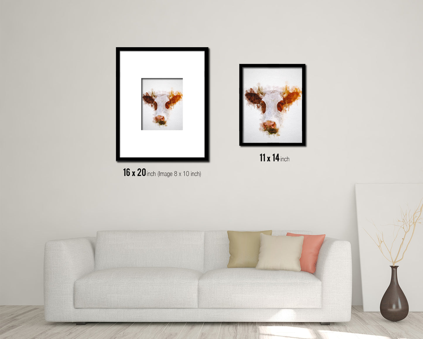 Cow Animal Painting Print Framed Art Home Wall Decor Gifts