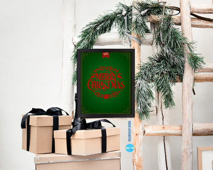Merry Christmas Tree Holiday Season Gifts Wood Framed Print Home Decor Wall Art