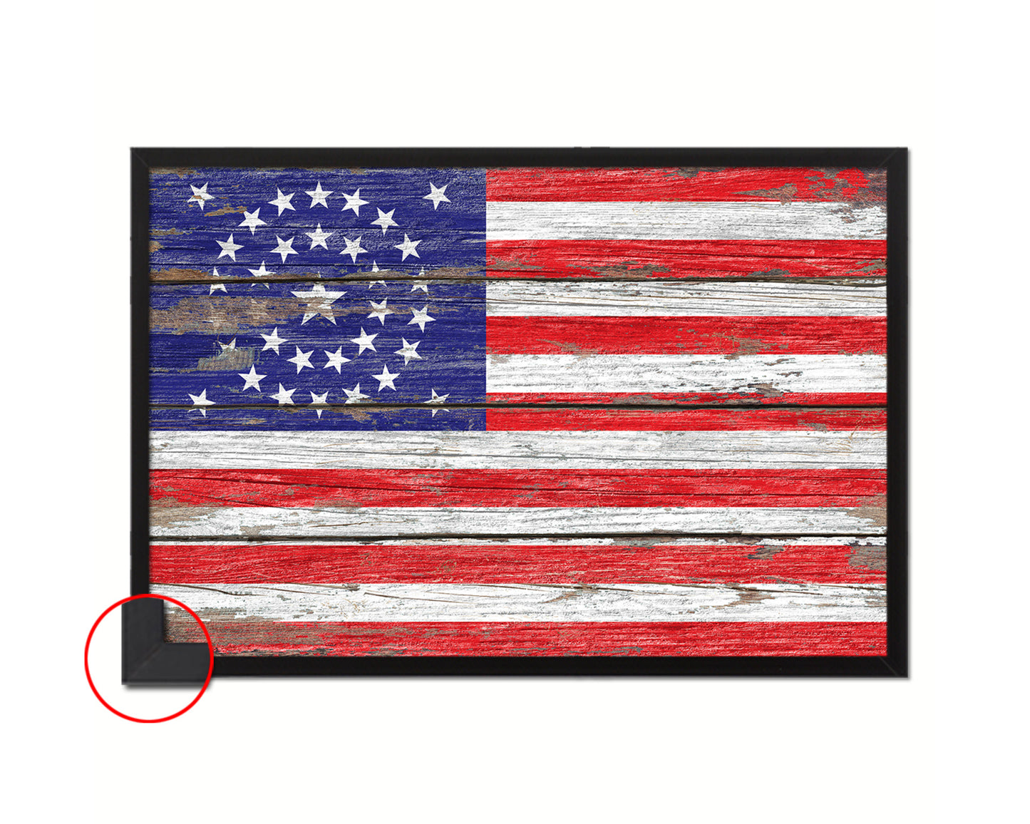 34 Stars Lincoln and Johnson Wood Rustic Flag Wood Framed Print Wall Art Decor Gifts