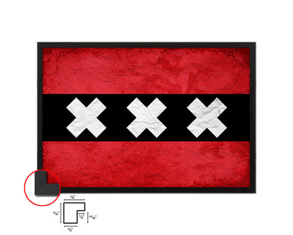 Amsterdam City Netherlands Country Vintage Flag Wood Framed Prints Decor Wall Art Gifts