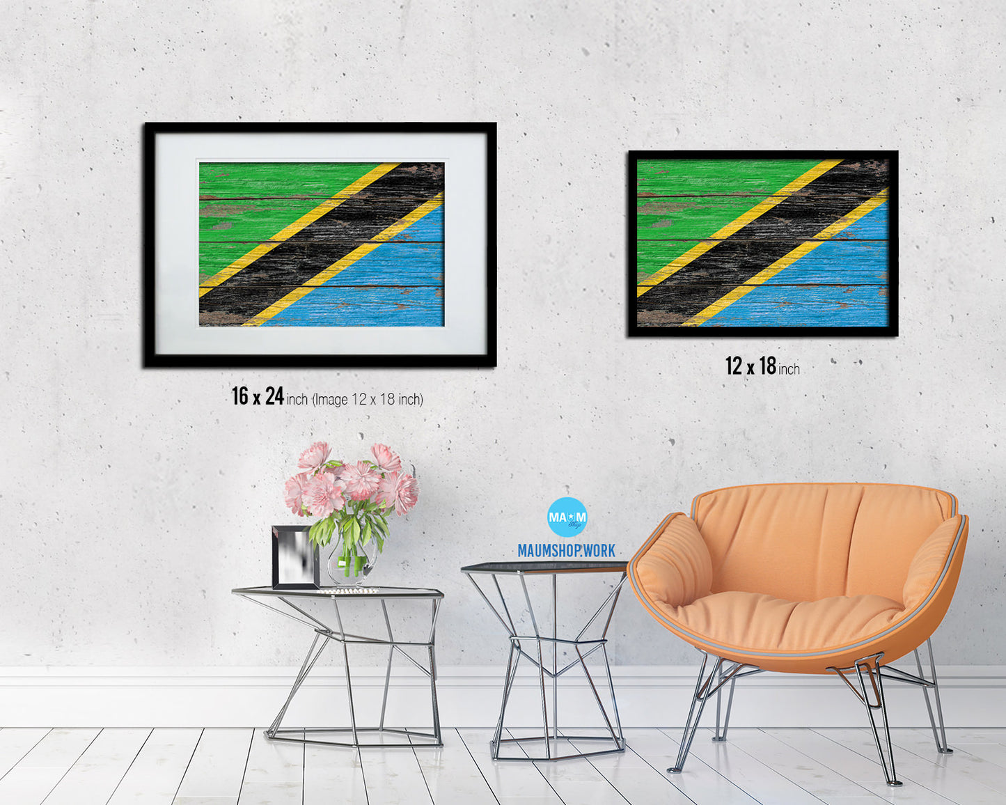 Tanzania Country Wood Rustic National Flag Wood Framed Print Wall Art Decor Gifts
