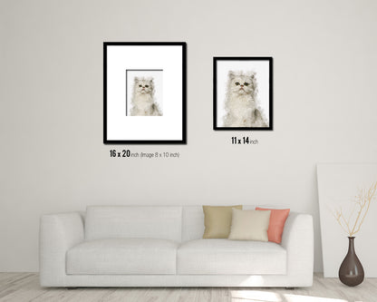 Persian Cat Kitten Portrait Framed Print Pet Home Decor Custom Watercolor Wall Art Gifts