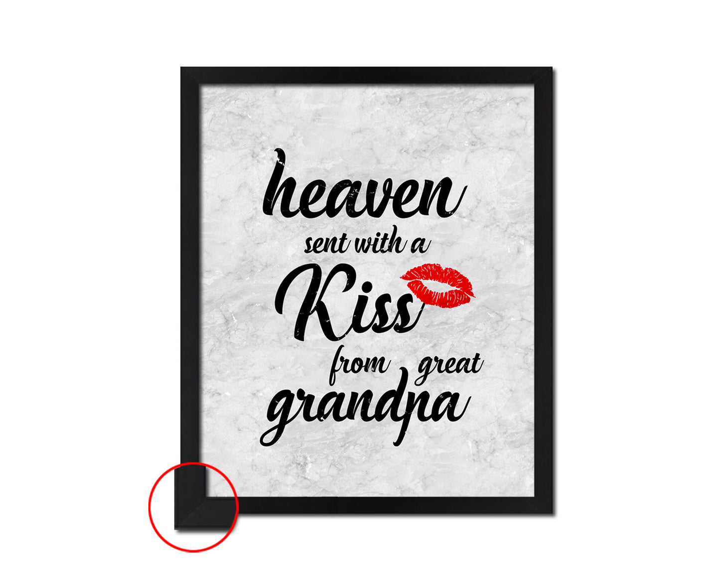 Heaven sent with a kiss from great grandpa Nursery Quote Framed Print Wall Art Decor Gifts