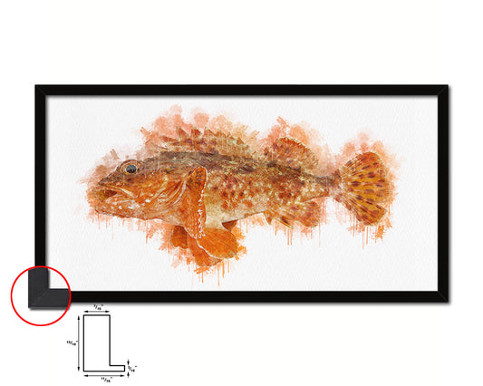 Scorpion Fish Art Wood Frame Modern Restaurant Sushi Wall Decor Gifts, 10" x 20"