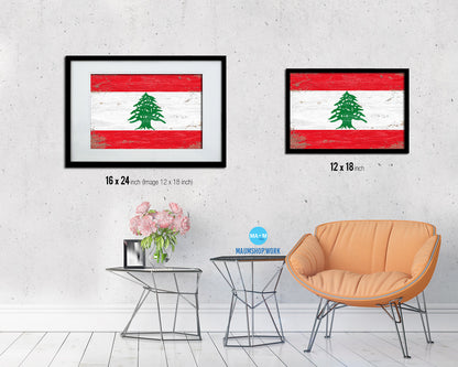 Lebanon Shabby Chic Country Flag Wood Framed Print Wall Art Decor Gifts
