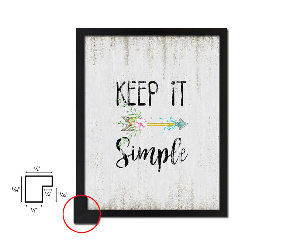 Keep it simple Quote Wood Framed Print Wall Decor Art