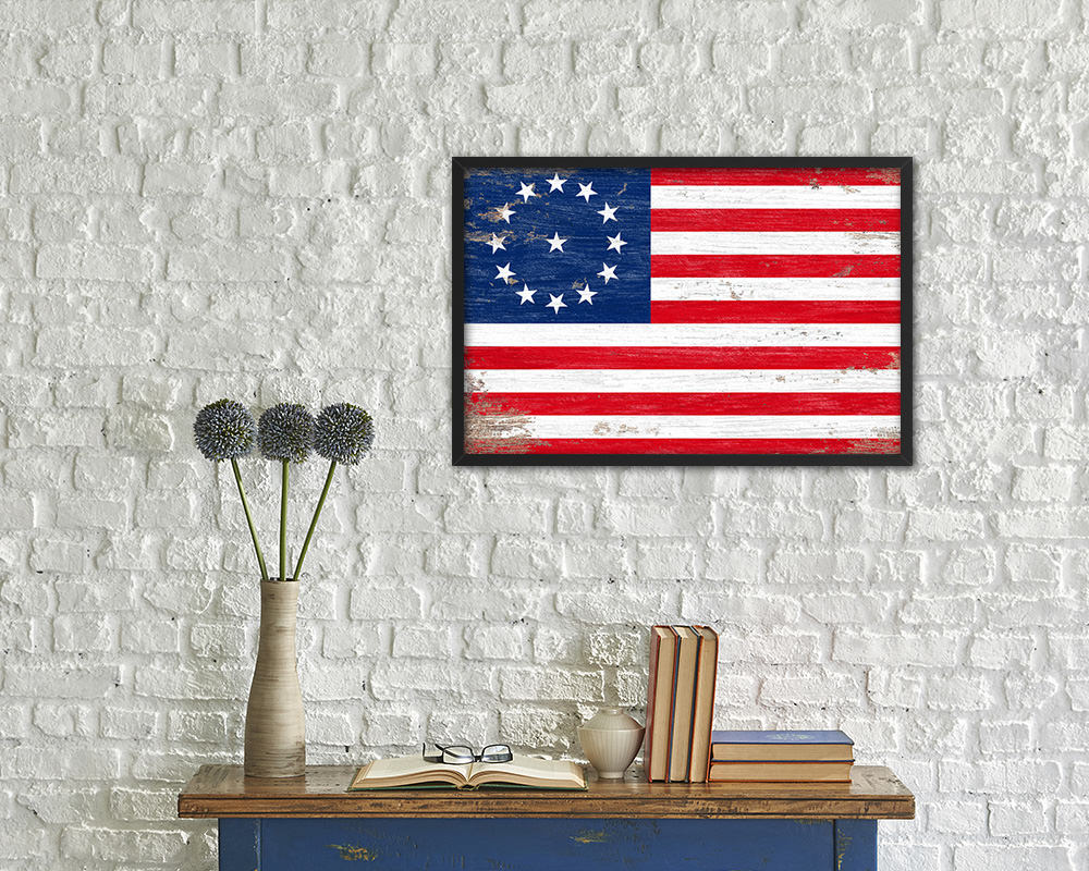 Cowpens US Historical Revolutionary War Shabby Chic Military Flag Framed Print Art
