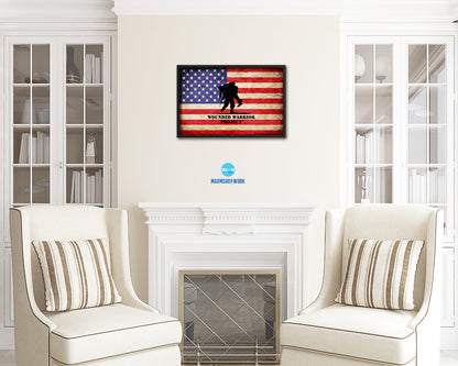 Wounded Warrior Project American Vintage Military Flag Framed Print Sign Decor Wall Art Gifts