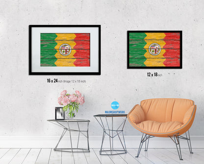 Los Angeles City California State Rustic Flag Wood Framed Paper Prints Decor Wall Art Gifts