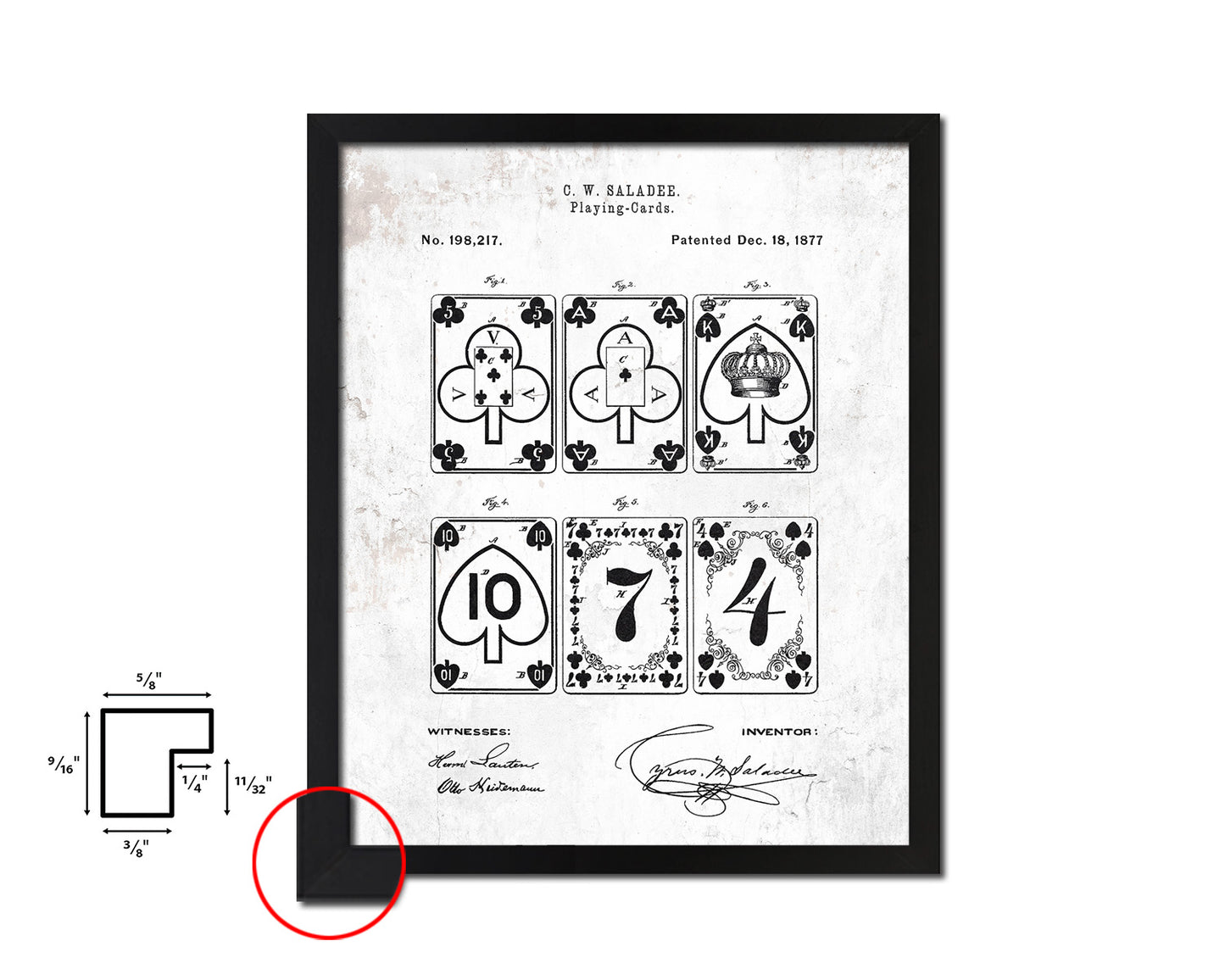 Poker Game Playing Card Vintage Patent Artwork Black Frame Print Gifts