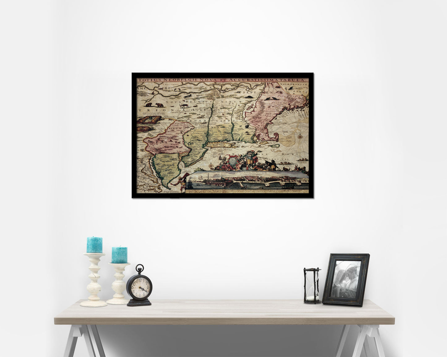 New England Carel Allard Amsterdam 1700 Historical Map Framed Print Art Wall Decor Gifts