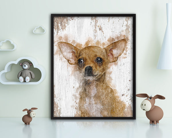Chihuahua Dog Puppy Portrait Framed Print Pet Watercolor Wall Decor Art Gifts