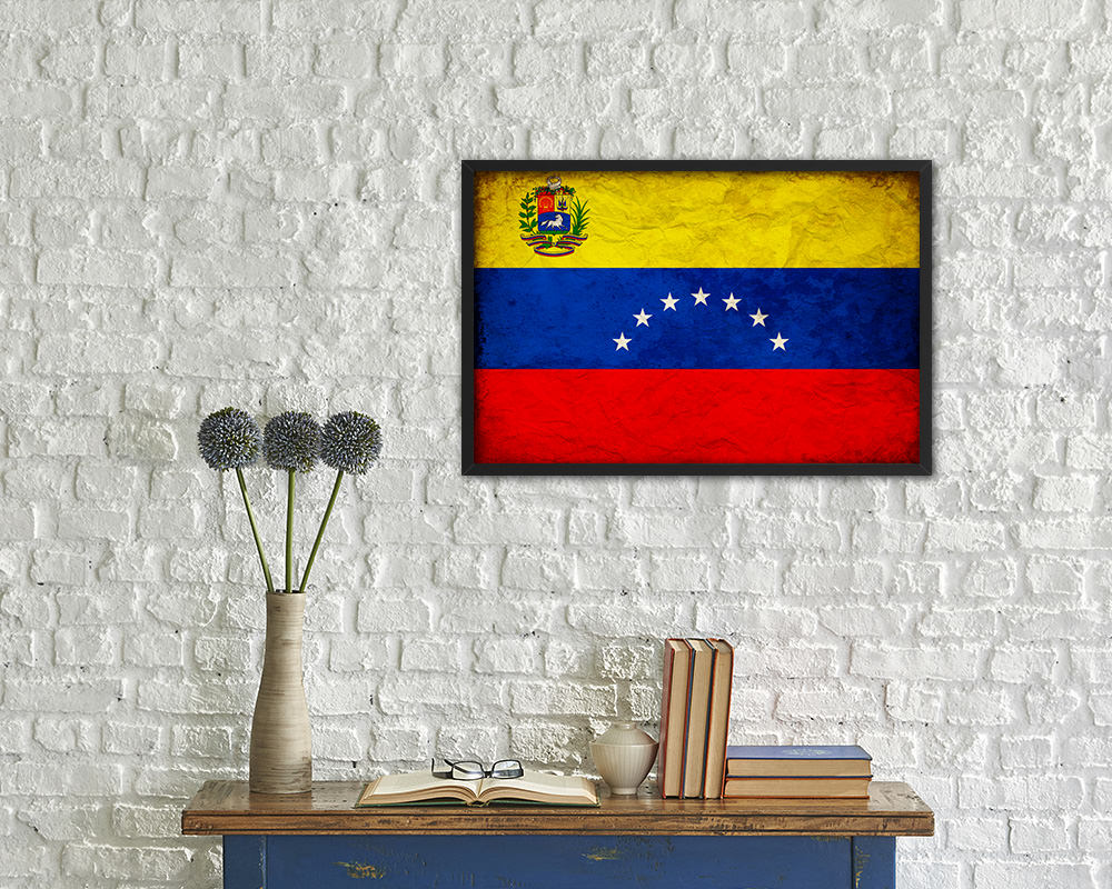 Venezuela Country Vintage Flag Wood Framed Print Wall Art Decor Gifts