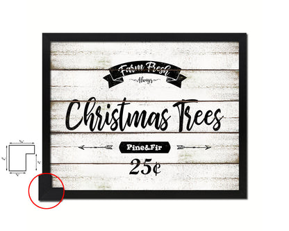 Farm Fresh Christmas Trees Vintage Sign Fine Art Paper Prints Wood Frame Wall Art Decor Gifts