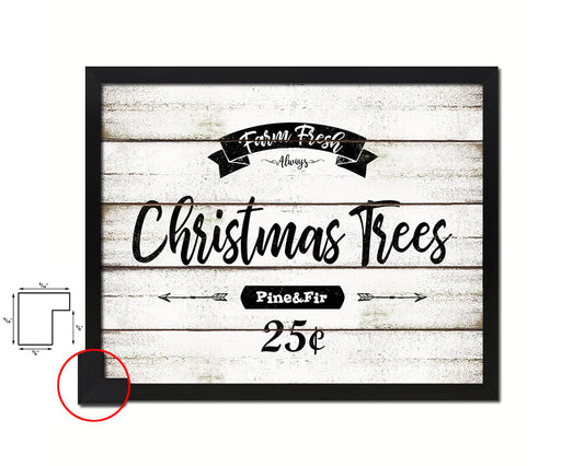 Farm Fresh Christmas Trees Vintage Sign Fine Art Paper Prints Wood Frame Wall Art Decor Gifts