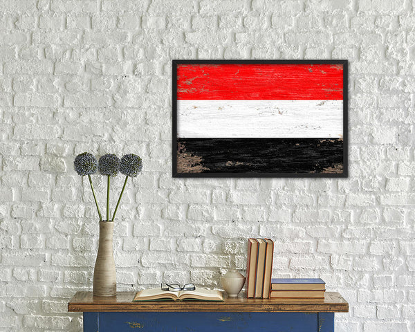 Yemen Shabby Chic Country Flag Wood Framed Print Wall Art Decor Gifts