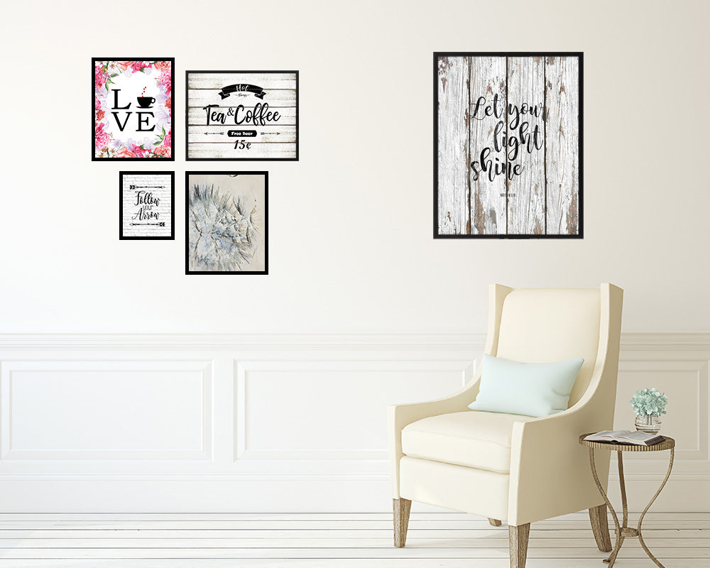 Let your light shine, Matthew 5:16 Quote Framed Print Home Decor Wall Art Gifts