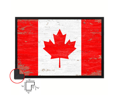 Canada Shabby Chic Country Flag Wood Framed Print Wall Art Decor Gifts