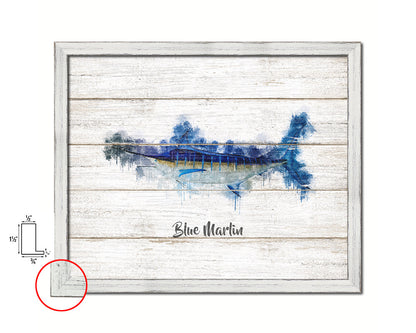 Blue Marlin Fish Framed Prints Modern Restaurant Sushi Bar Watercolor Wall Art Decor