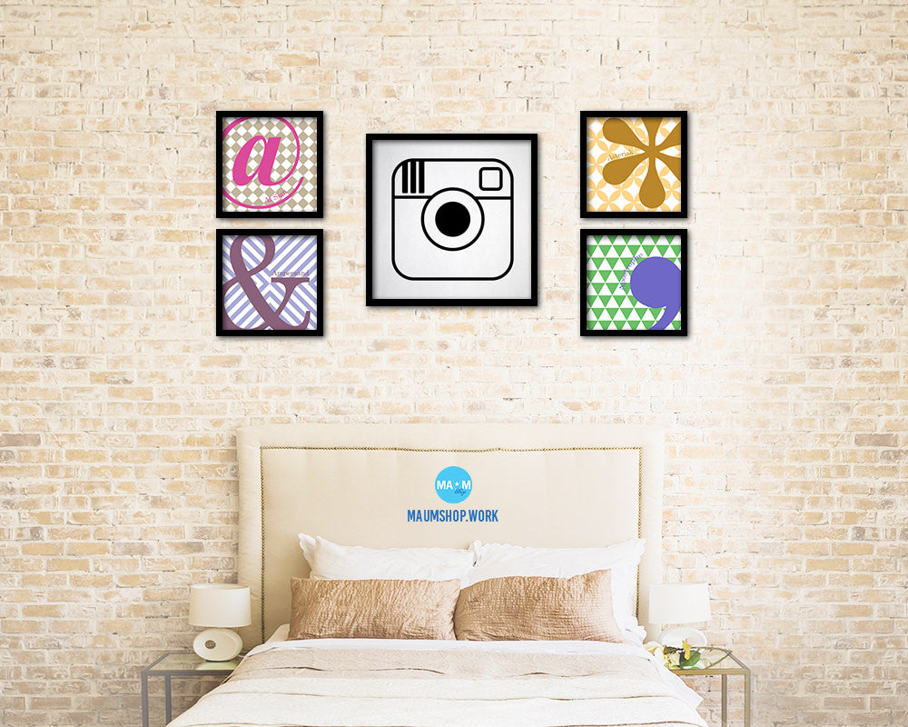 Instagram Social Media Symbol Icons logo Wood Framed Print Home Decor Wall Art Gifts
