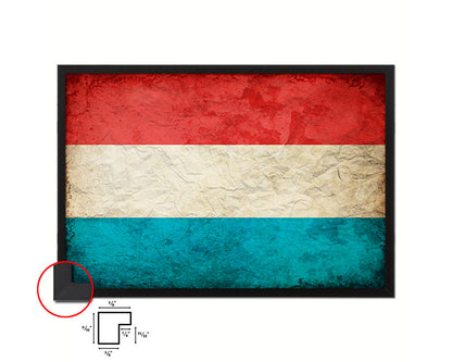 Luxembourg Country Vintage Flag Wood Framed Print Wall Art Decor Gifts