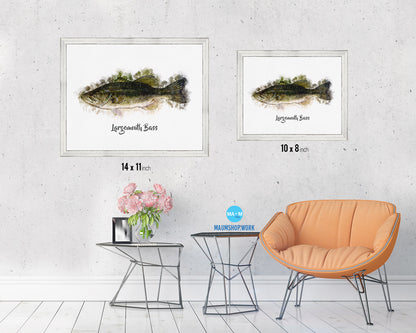 Largemouth Bass Fish Framed Prints Modern Restaurant Sushi Bar Watercolor Wall Art Decor