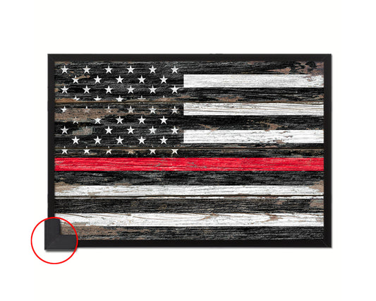 Thin Red Line Honoring Law Enforcement American Wood Rustic Flag Art