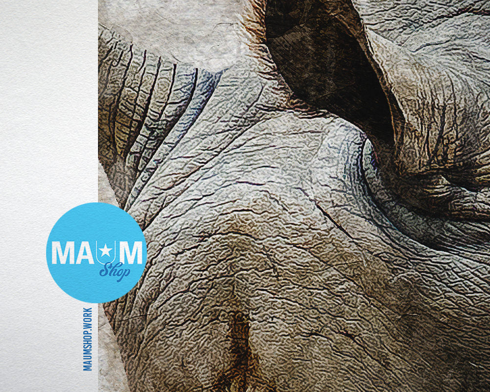 Rhinoceros Animal Painting Print Framed Art Home Wall Decor Gifts