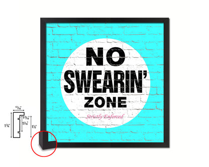 No Swearing Zone Shabby Chic Sign Wood Framed Art Paper Print Wall Decor Gifts