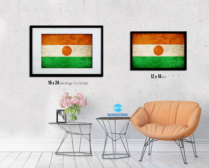 Niger Country Vintage Flag Wood Framed Print Wall Art Decor Gifts