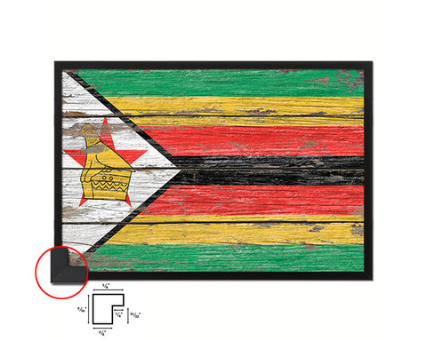 Zimbabwe Country Wood Rustic National Flag Wood Framed Print Wall Art Decor Gifts