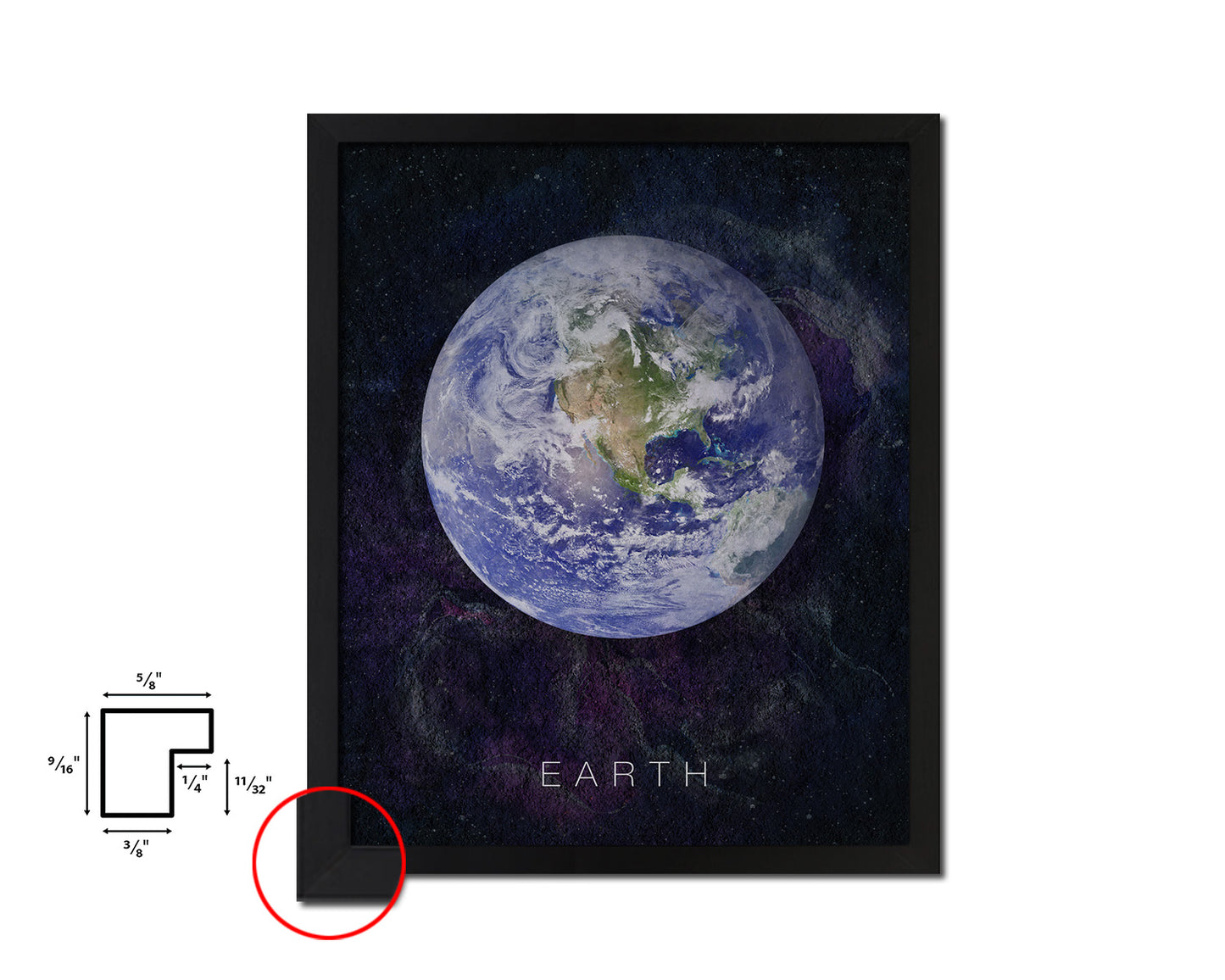 Earth Planet Prints Watercolor Solar System Framed Print Home Decor Wall Art Gifts