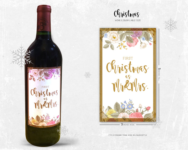 First Christmas as Mr. & Mrs. Gift Label Holiday Personalized Gifts 8006