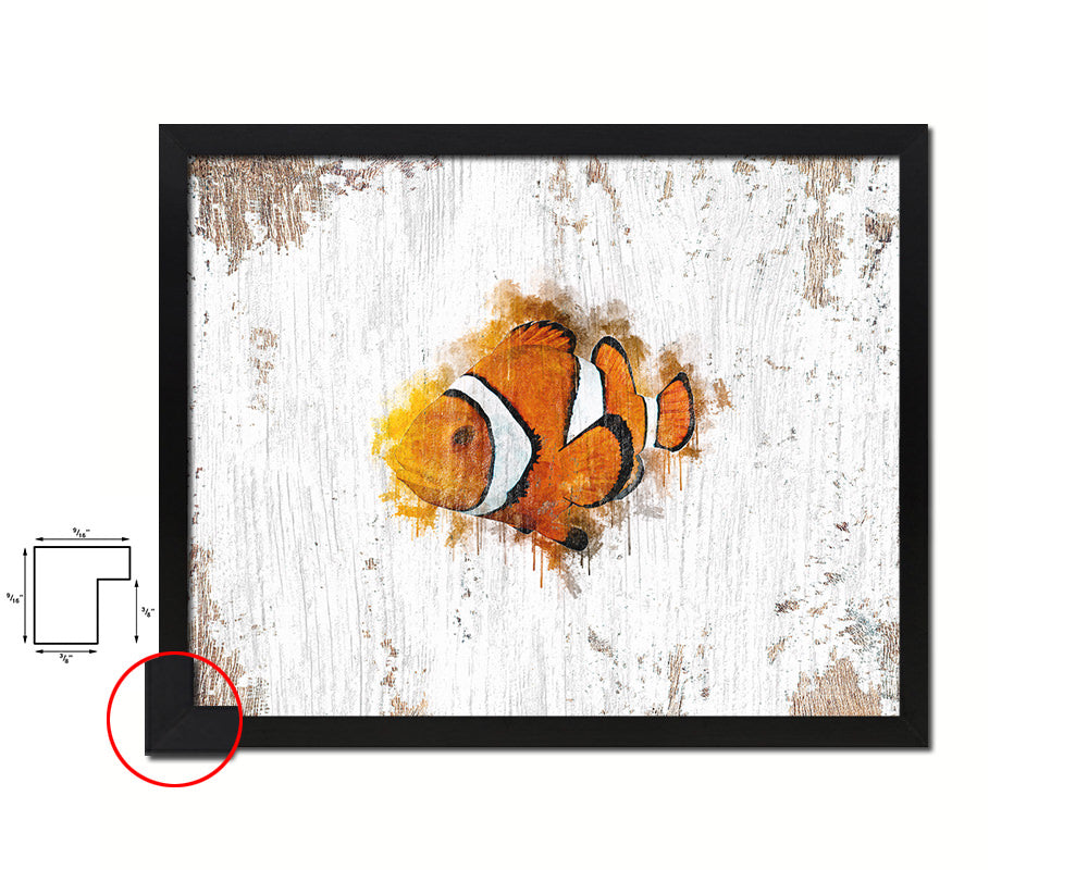 Clownfish Framed Print Modern Restaurant Sushi Bar Modern Watercolor Wall Art Decor