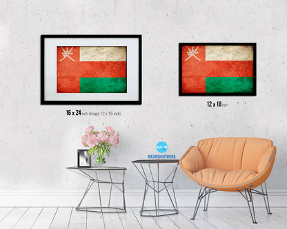 Oman Country Vintage Flag Wood Framed Print Wall Art Decor Gifts