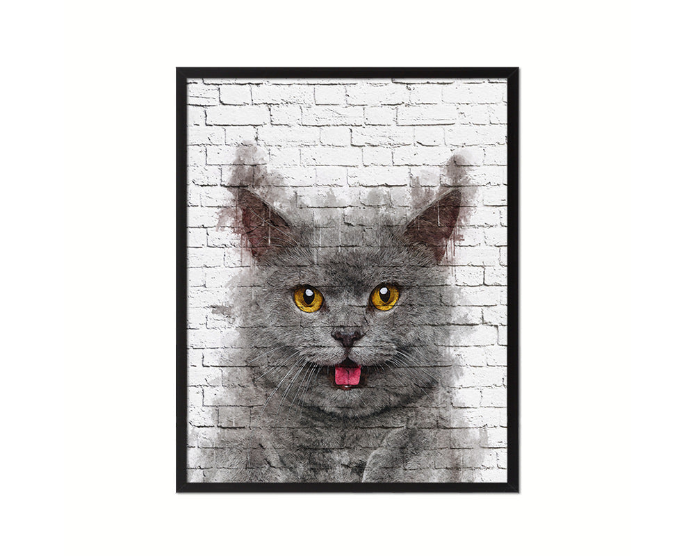 Chartreux Cat Kitten Portrait Framed Print Pet Home Decor Custom Watercolor Wall Art Gifts