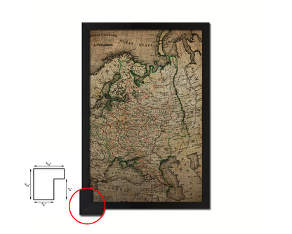 Russia Vintage Map Wood Framed Print Art Wall Decor Gifts