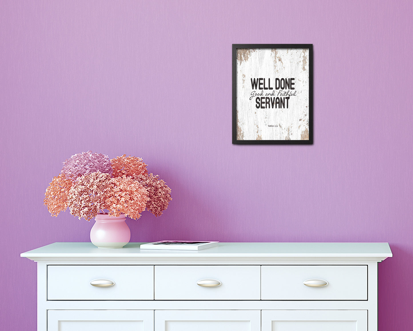 Well Done Good & Faithful Servant, Matthew 25:21 Quote Framed Print Home Decor Wall Art Gifts