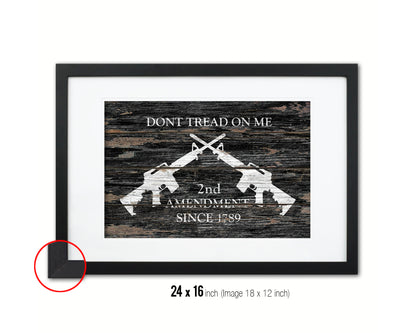 2nd Amendment Dont Tread On Me Wood Rustic Flag Framed Print Art