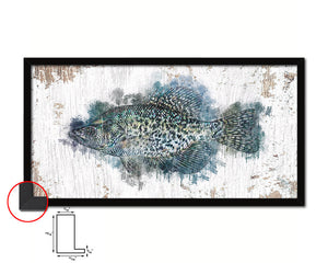 Black Crappie Fish Art Wood Frame Shabby Chic Restaurant Sushi Wall Decor Gifts, 10" x 20"